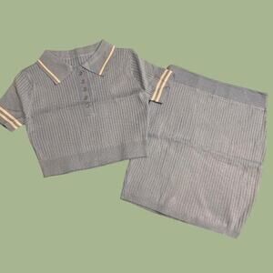 Baby blue ribbed collared top